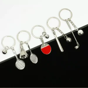 3D Zinc Alloy Table Tennis Racket Keychain