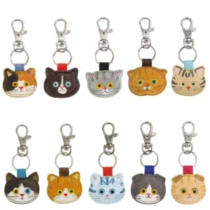 Cartoon Creative Leather Cat Keychain