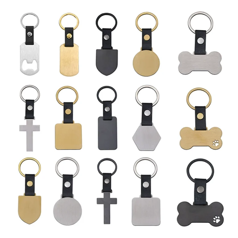 Bulk production line for custom keychains.