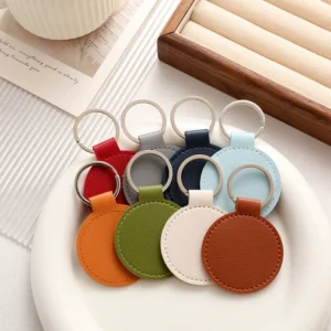 Round Shape Luxury PU Leather Keychain