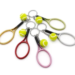Tennis Racket with Ball Keychain Key Ring