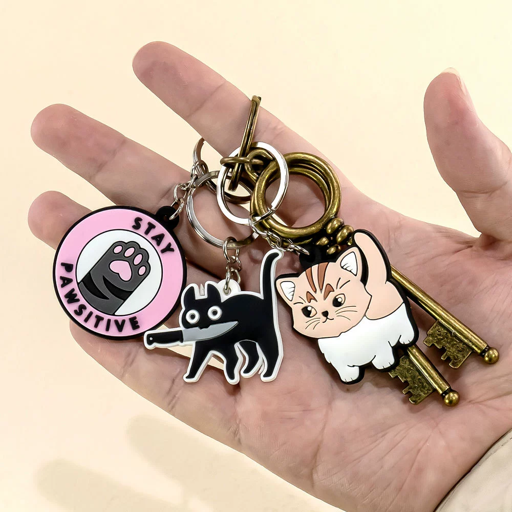 Inspecting keychain samples from a trusted supplier.