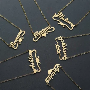 Custom Name Necklace – Gold Plated Stainless Steel Nameplate