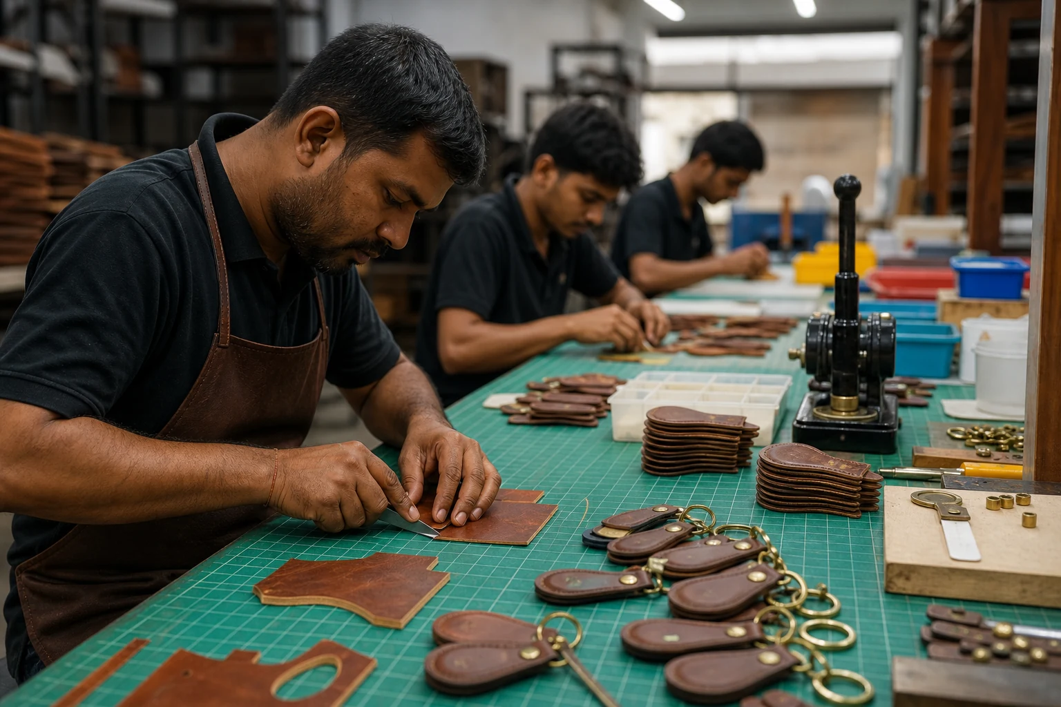 custom leather keychain manufacturing process