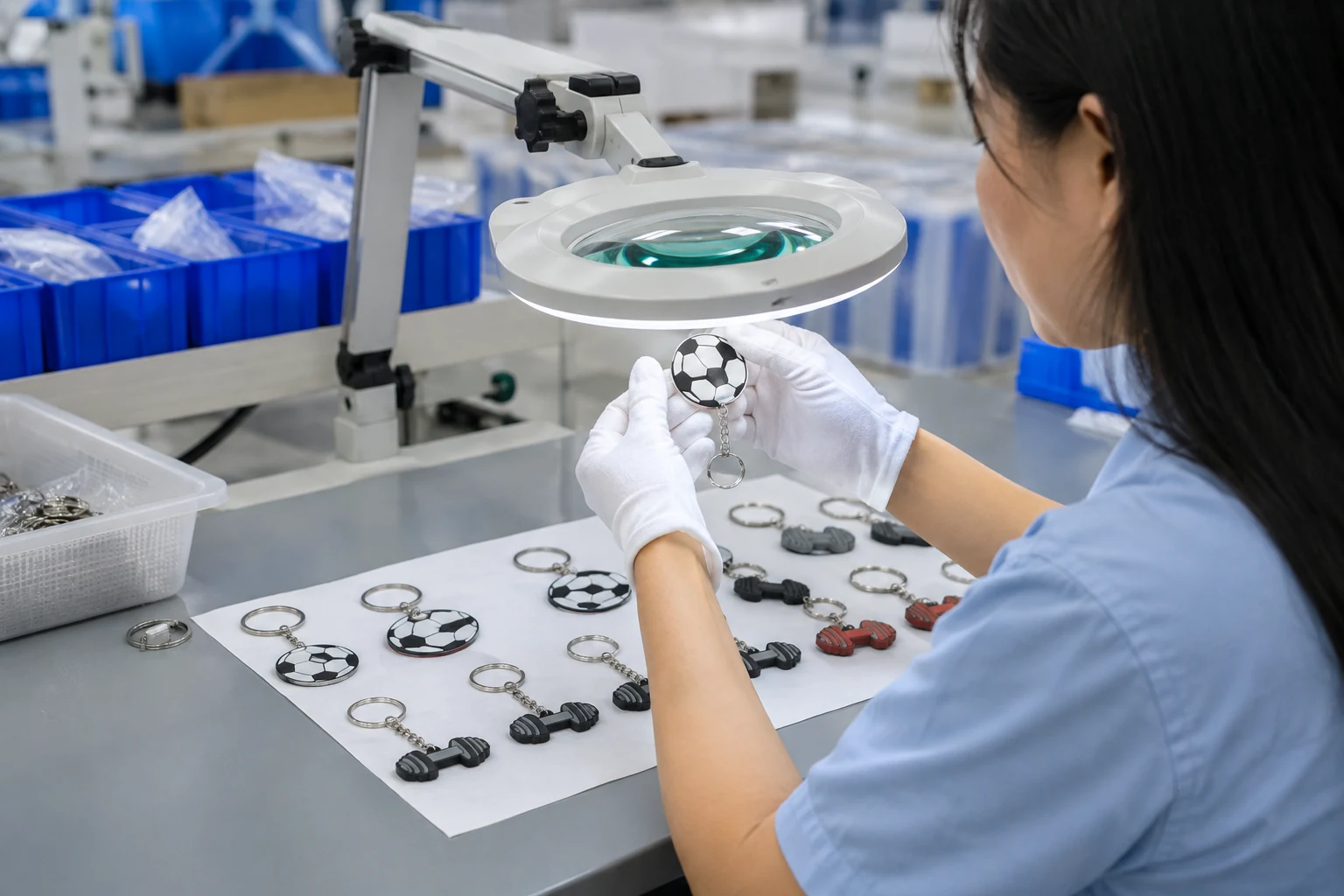 custom sports keychain quality inspection