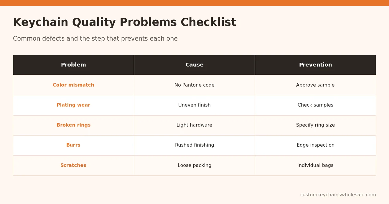 Keychain Quality Problems Checklist