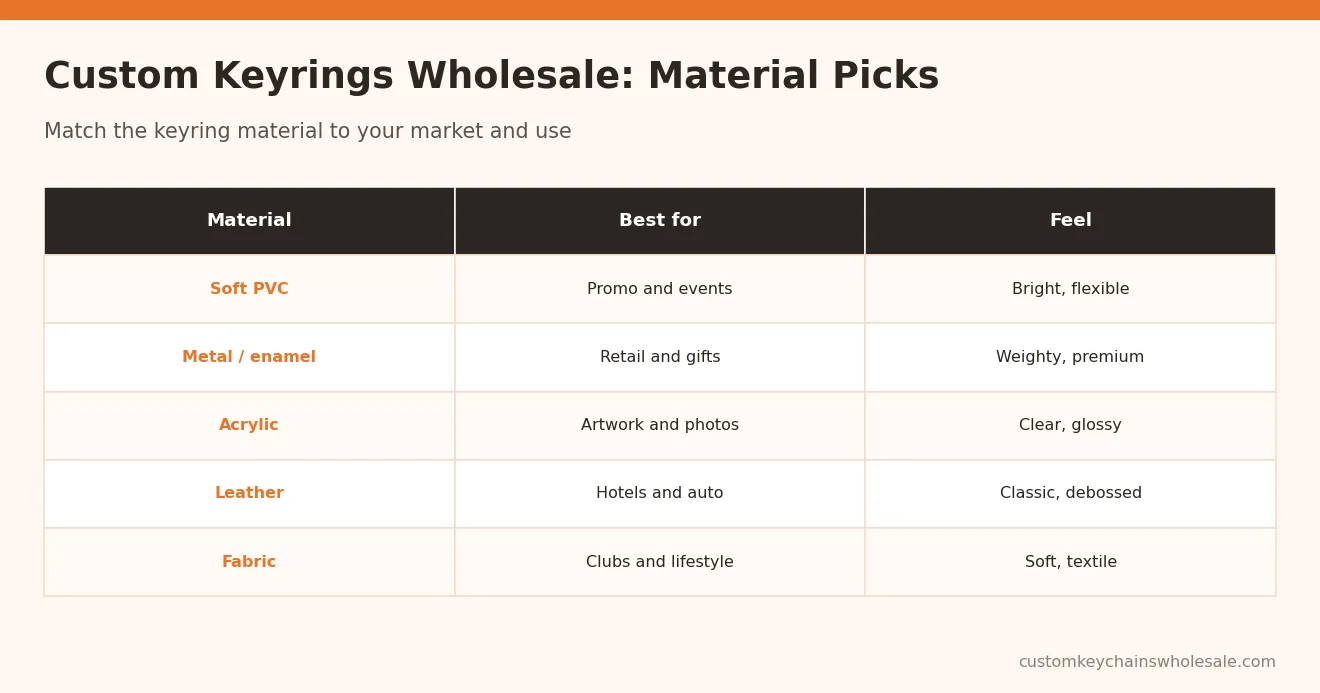 Custom Keyrings Wholesale: Material Picks